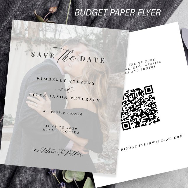 Budget modern QR CODE photo wedding save the date Flyer (Creator Uploaded)