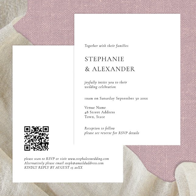 Budget Modern QR Code Text Wedding Invitation (Creator Uploaded)
