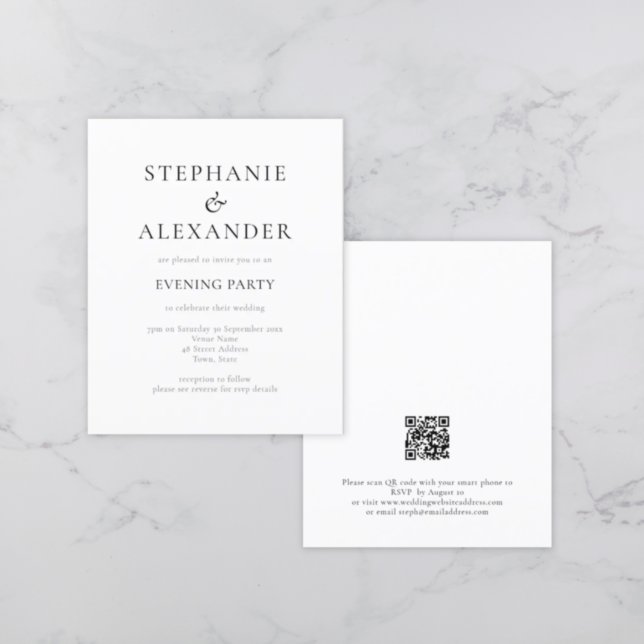 Budget Modern QR Code Wedding Evening Party Invite (Creator Uploaded)