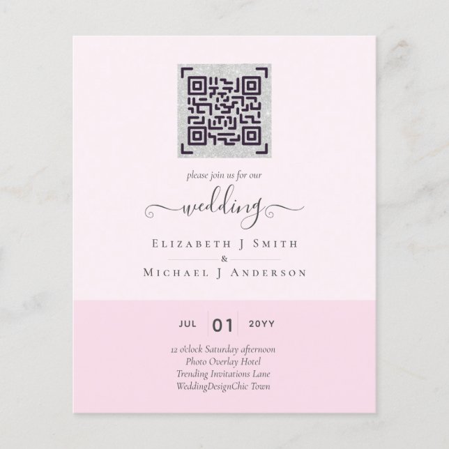 BUDGET Modern QR Scanning Code Wedding Invites Flyer (Front)