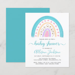 Budget Modern Rainbow Baby Shower Invitation
