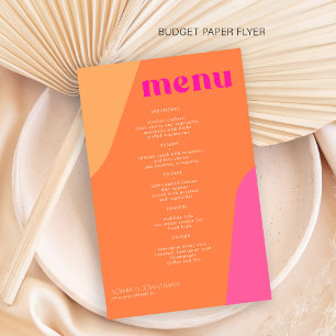 Budget modern retro abstract wedding menu template