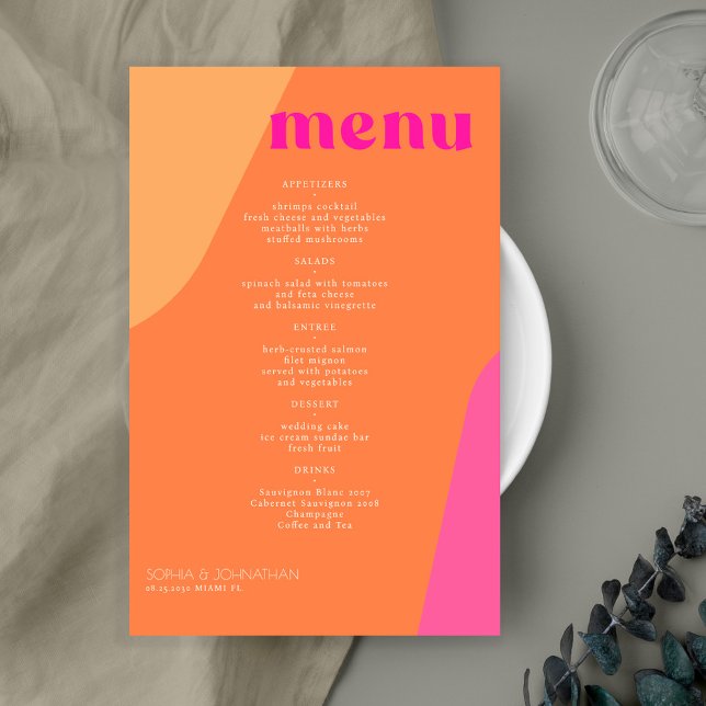 Budget modern retro abstract wedding menu template (Creator Uploaded)