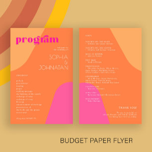 Budget modern retro wedding program template