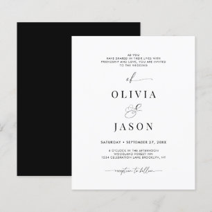 BUDGET Modern Romantic Script Black White Wedding