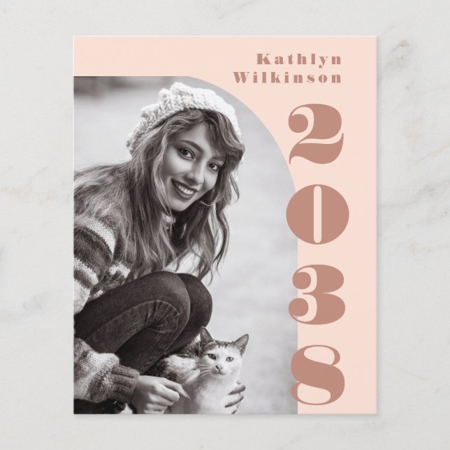 Budget Modern Rose Pink Arch Grad Announcement Flyer (Front)