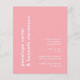 Budget Modern  Rose Pink Simple Wedding Invite