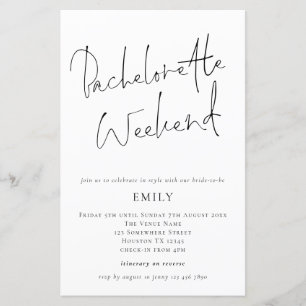 Budget Modern Script Bachelorette Weekend Invite