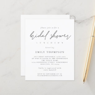 Budget Modern Script Bridal Shower Invitation