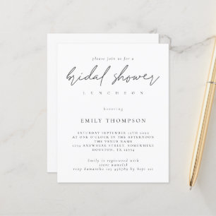 Budget Modern Script Bridal Shower Invitation