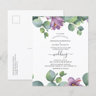 Budget Modern Script Eucalyptus Watercolor Invite