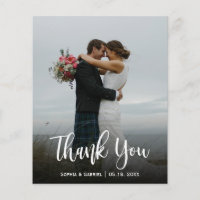 Budget Modern Script Full Photo Wedding Thank You