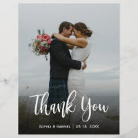 Budget Modern Script Full Photo Wedding Thank You