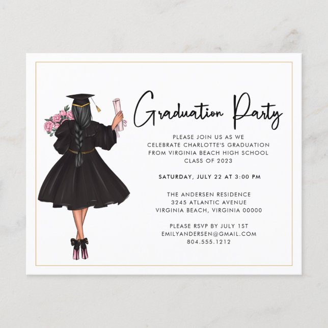 Budget Modern Script Graduation Party Invitation F Flyer (Front)