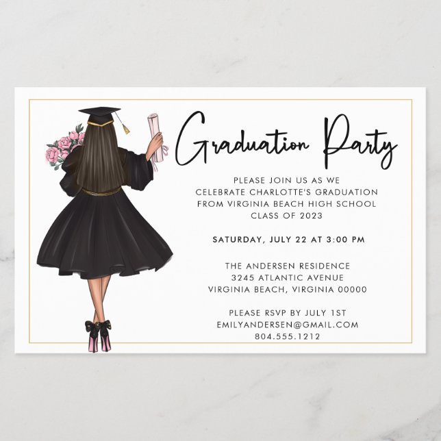 Budget Modern Script Graduation Party Invitation Flyer (Front)