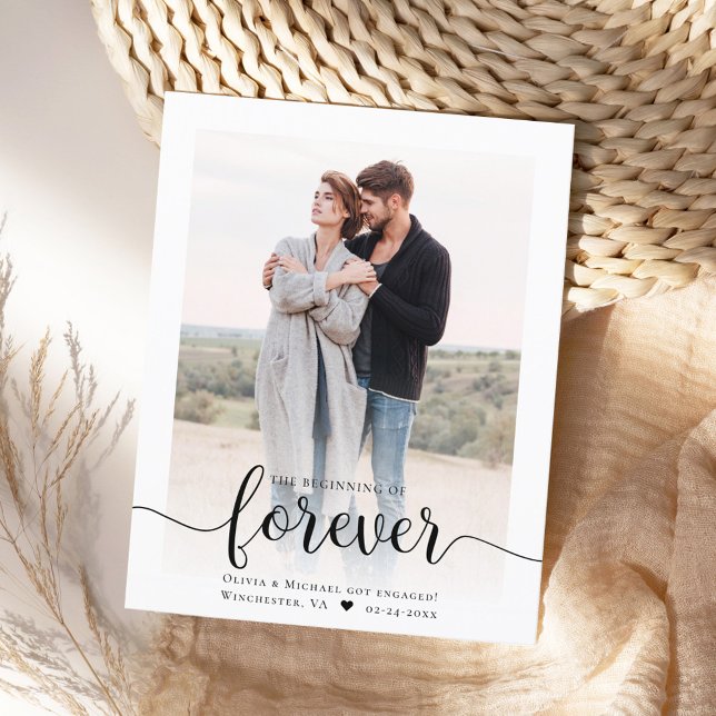 Budget Modern Script Photo Engagement Announcement (Creator Uploaded)
