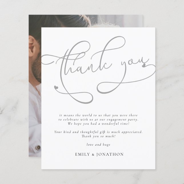 Budget Modern Script Photo Engagement Thank You (Front/Back)