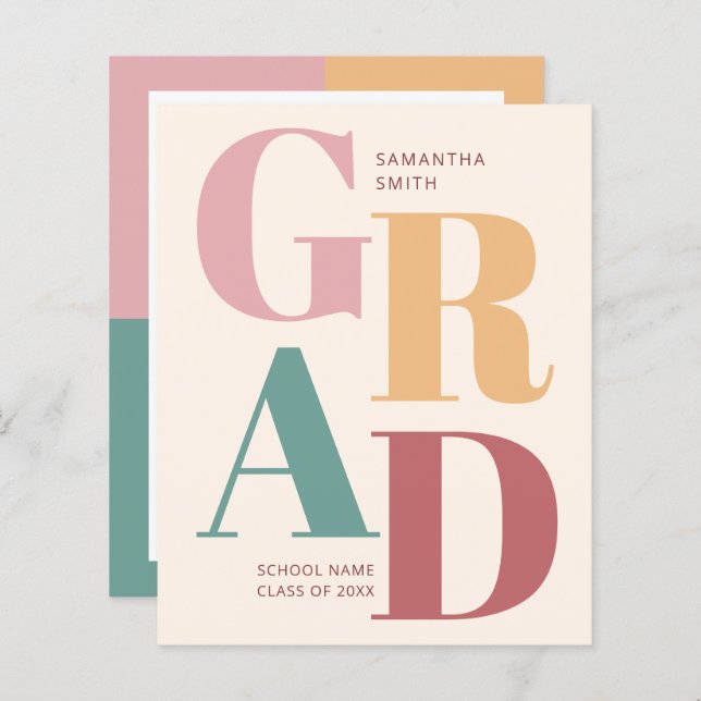 BUDGET Modern Script Photo Graduation Announcement (Front/Back)