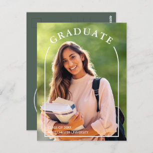 Budget Modern Script Photo Graduation Invitation