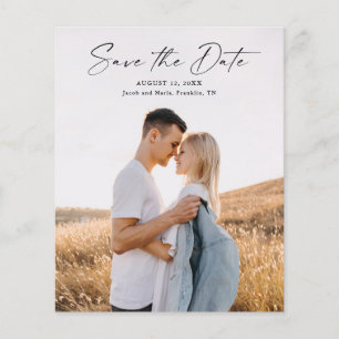 Budget Modern Script Photo Wedding Save The Date