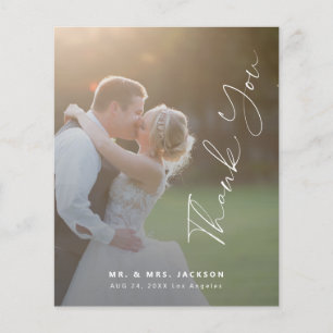 Budget modern script photo wedding thank you