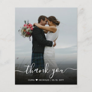 Budget Modern Script Photo Wedding Thank You Card