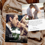 Budget Modern Script Photo Wedding Thank You Flyer<br><div class="desc">Budget Modern Script Wedding one Photo Thank You personalized affordable low budget flyer. Modern Stylish wedding thank you paper template featuring a full vertical photo on the front with text overlay "Thank You" script in a hand lettered typography font in white colour on the picture. At the backing one horizontal...</div>
