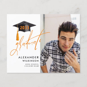 BUDGET Modern Script Simple Photo GRAD Invitation