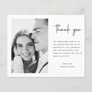 Budget Modern Script Wedding Photo Thank You Card