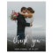 Budget Modern Script Wedding Photo Thank You Card