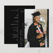 Budget Modern Side Photo Graduation - Black
