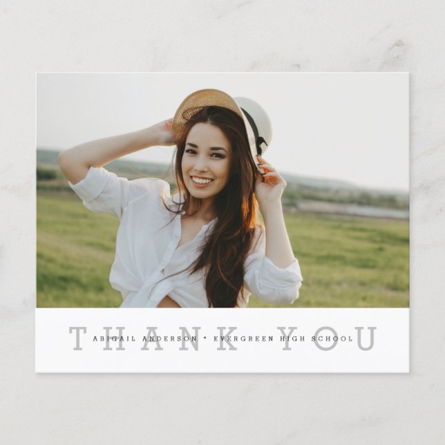 Budget Modern Simple Photo Grad Thank You Postcard (Front)