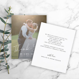 Budget modern simple photo wedding thank you