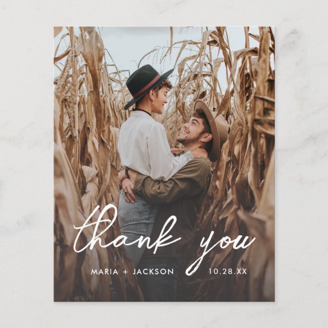 Budget Modern Simple Wedding Photo Thank You Flyer (Front)