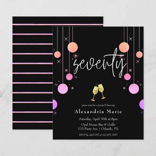 Budget Modern Sparkle 70th Birthday Party (Front/Back)