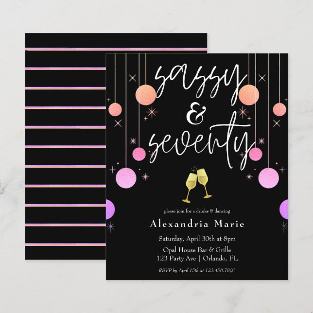 Budget Modern Sparkle Sassy & 70 Birthday (Front/Back)