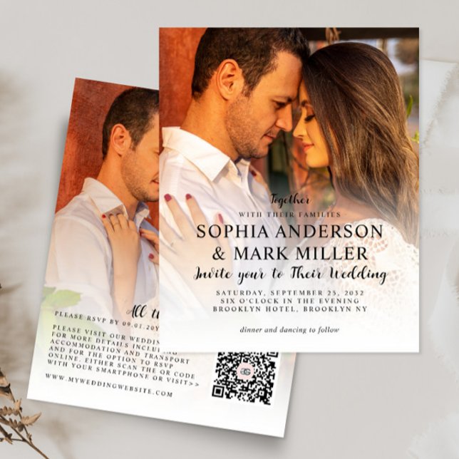 Budget Modern Stylish 2 Photo Wedding Invitation (Creator Uploaded)