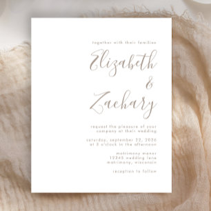 Budget Modern Taupe Script Wedding Invitation