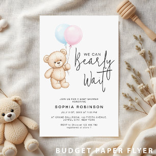 Budget Modern Teddy Bear Baby Shower Invitation Flyer
