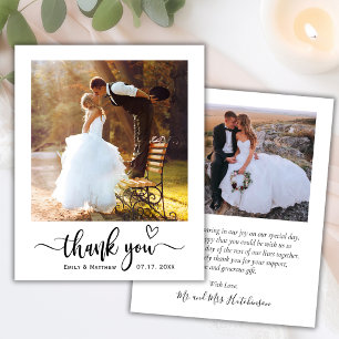 Budget Modern Typography 2 Photo Wedding Thank You