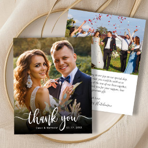 Budget Modern Typography 2 Photo Wedding Thank You
