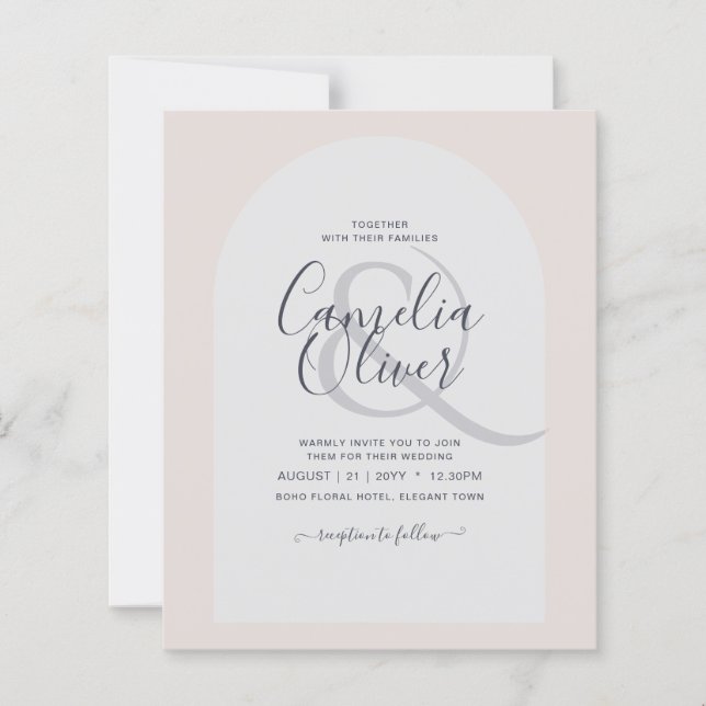Budget Modern Typography Arch Minimalist Wedding (Front)
