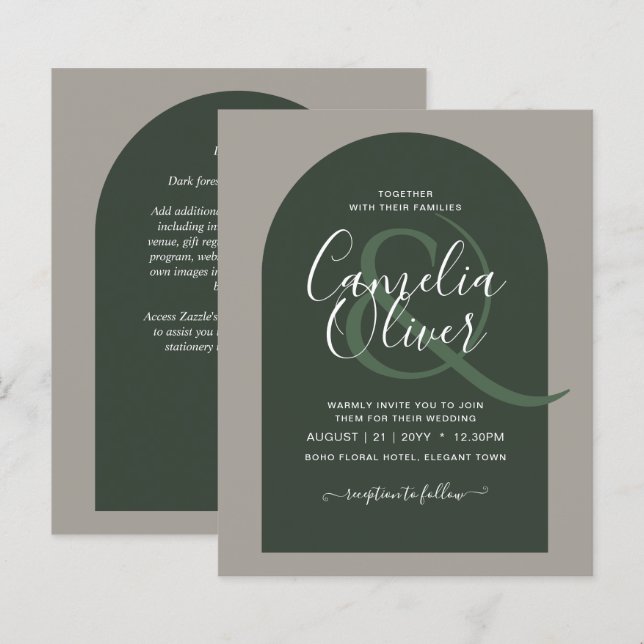BUDGET Modern Typography Arch Minimalist Wedding (Front/Back)
