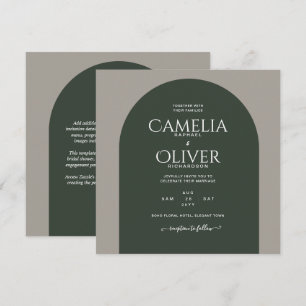 BUDGET Modern Typography Arch Minimalist Wedding Invitation
