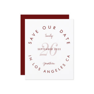 Budget Modern Typography Burgundy Save The Date