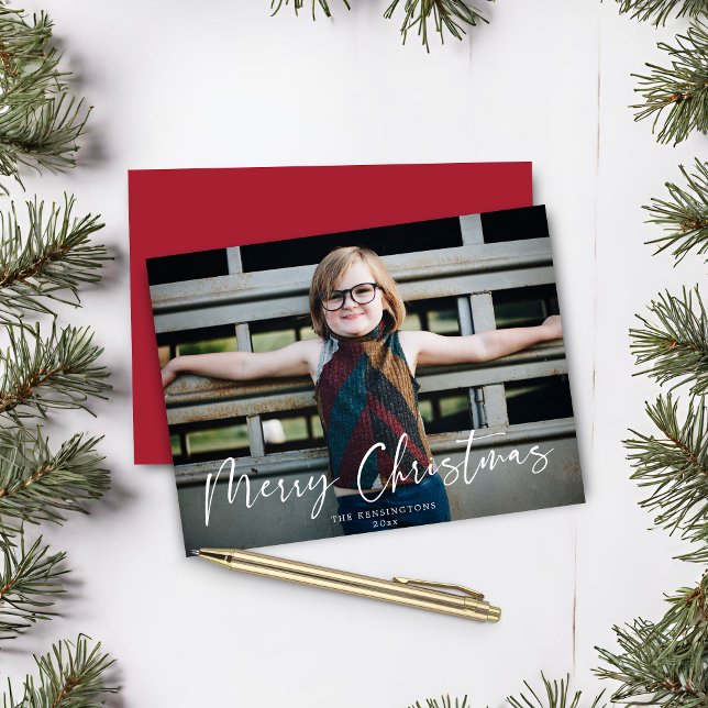 Budget Modern Typography Merry Christmas Photo (Budget Modern Typography Merry Christmas Photo Card)