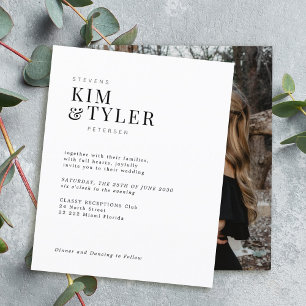 Budget modern typography photo wedding invitation