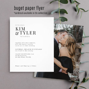 Budget modern typography photo wedding invitation flyer