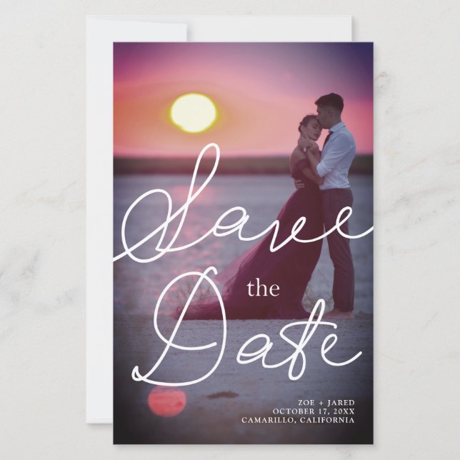 Budget Modern Typography Romantic Couple Photo (Front)