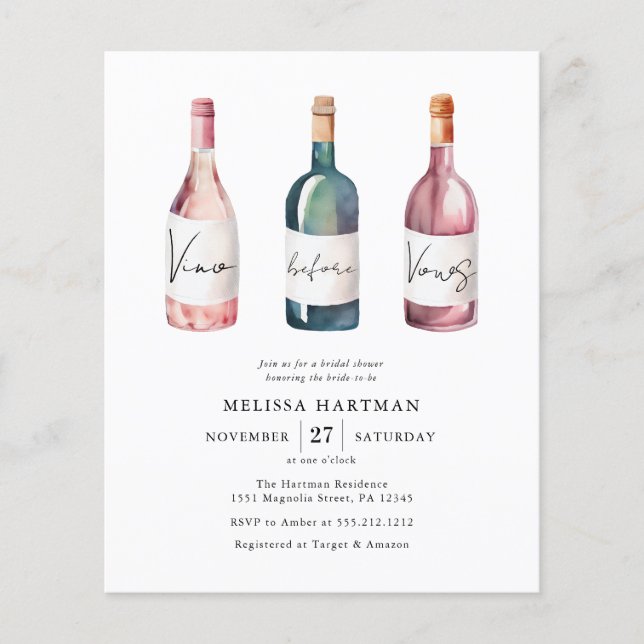 Budget Modern Vino Before Vows Bridal Shower (Front)